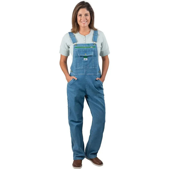 Liberty Women's Blue Medium Washed Denim Bib Overalls Size 38 - Picture 1 of 5